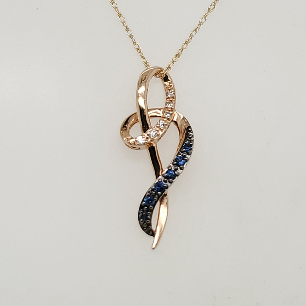 LeVian 14kt Yellow Gold Sapphire and Diamond Pendant Necklace