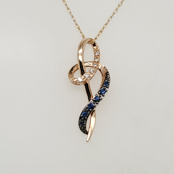 LeVian 14kt Yellow Gold Sapphire and Diamond Pendant Necklace