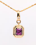 14K Yellow Gold 0.93ct Emerald Cut Pink Sapphire Charm