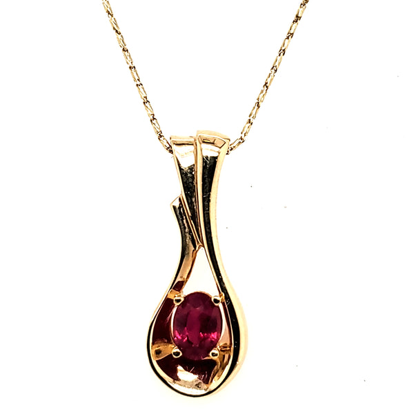 14kt Yellow Gold Ruby Pendant Necklace