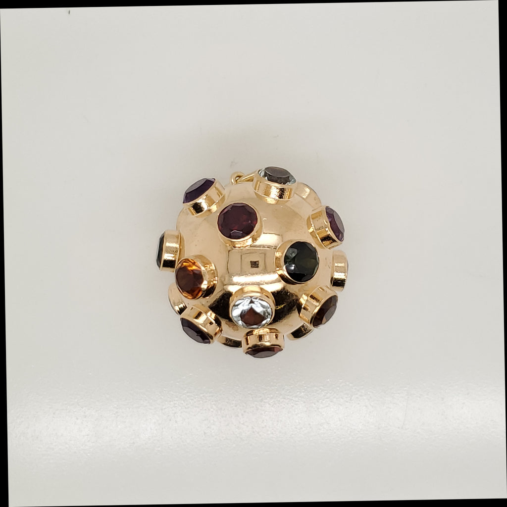 18kt zYellow Gold Gemstone Ball Pendant
