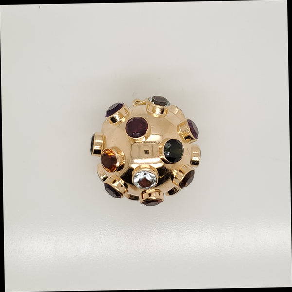 18kt zYellow Gold Gemstone Ball Pendant