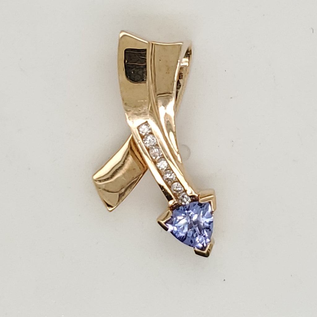 14kt Yellow Gold Tanzaanite and Diamond Pendant Enhancer