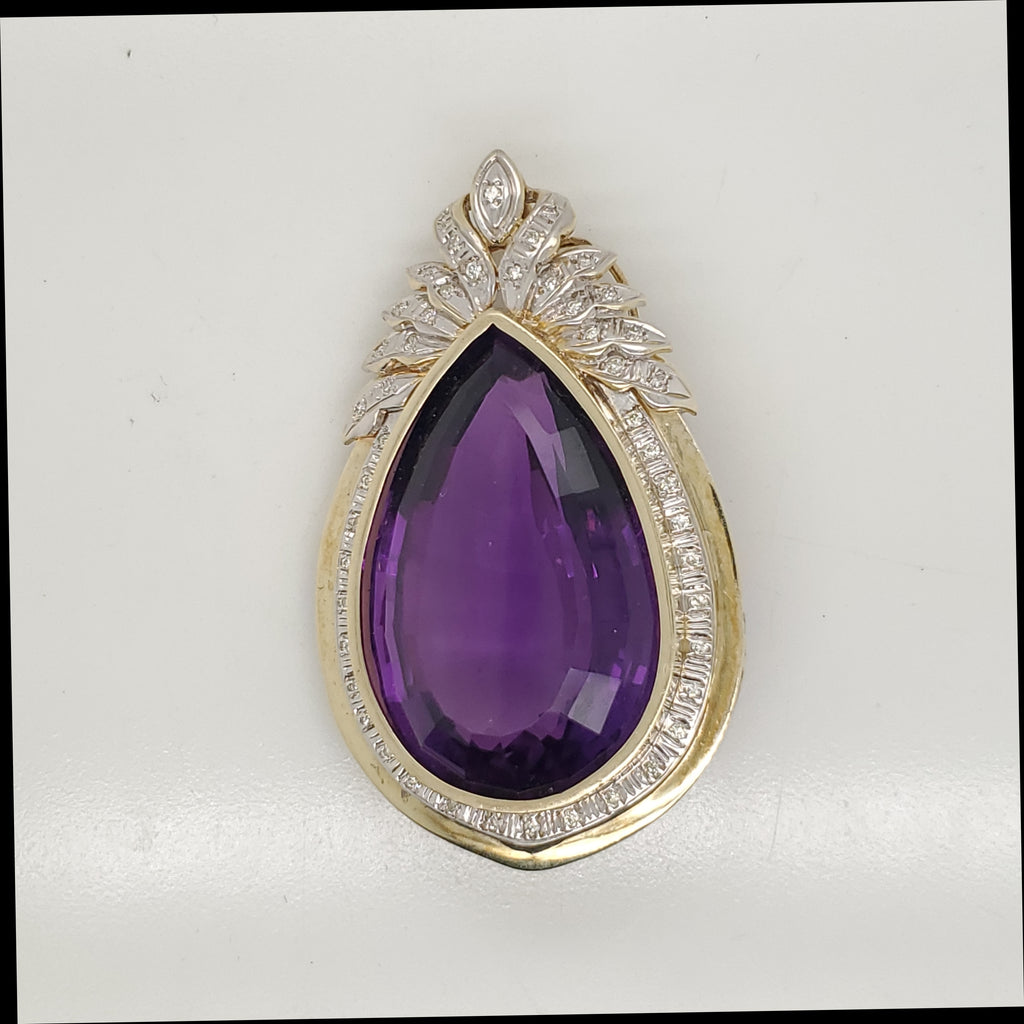 14kt Yellow Gold Large Amethyst and Diamond Pendant