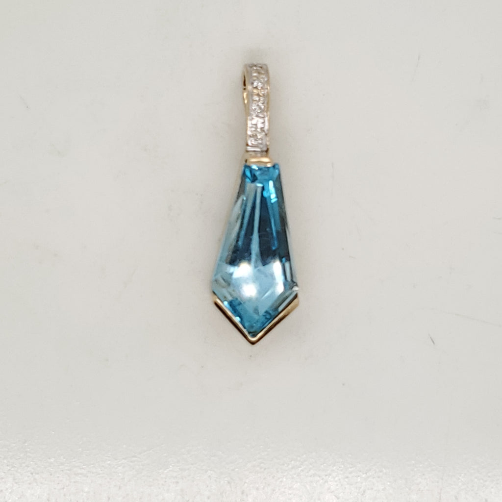 14kt Yellow Gold Blue Topaz and Diamond Pendant Enhancer