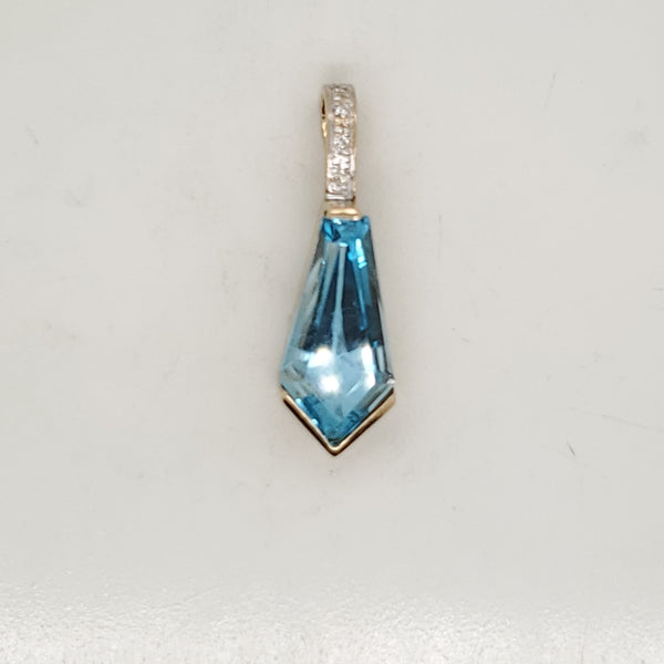 14kt Yellow Gold Blue Topaz and Diamond Pendant Enhancer