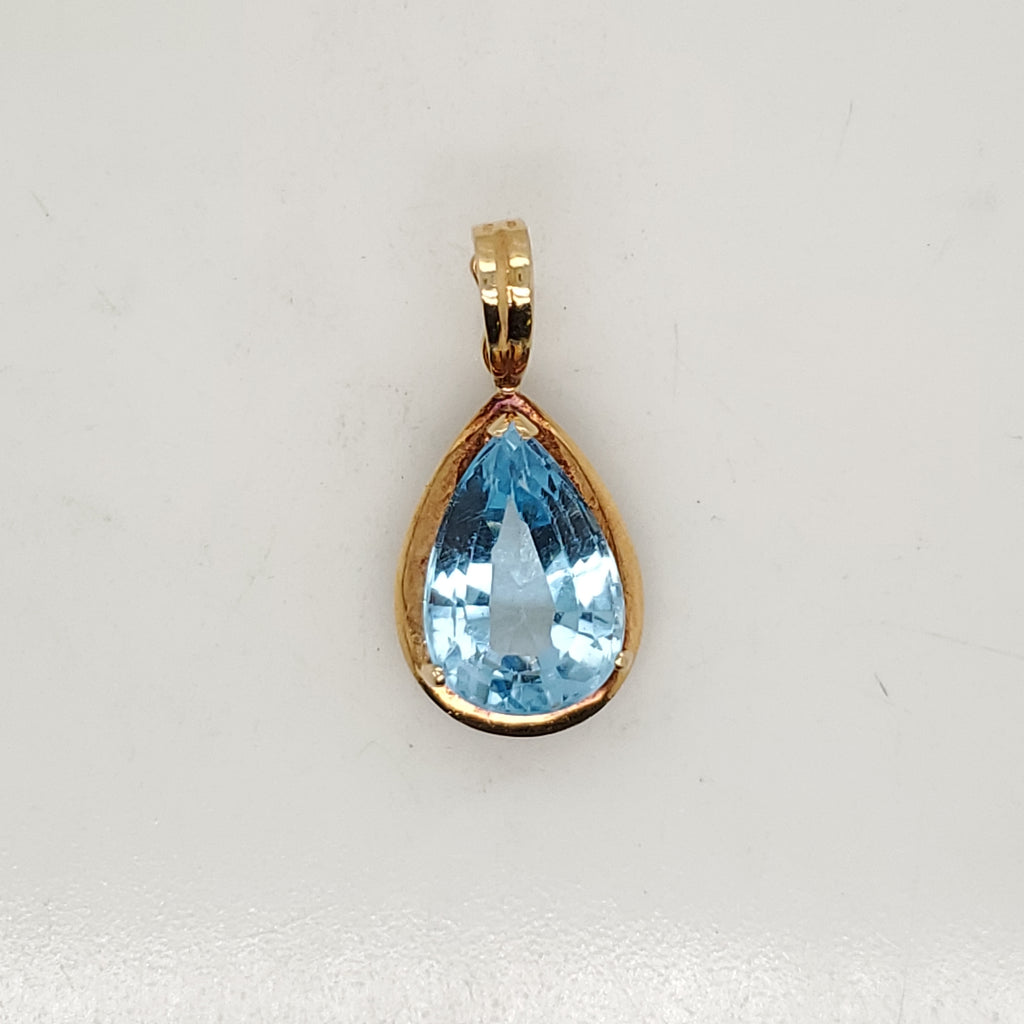 14kt Yellow Gold Swiss Blue Topaz Pendant Enhancer
