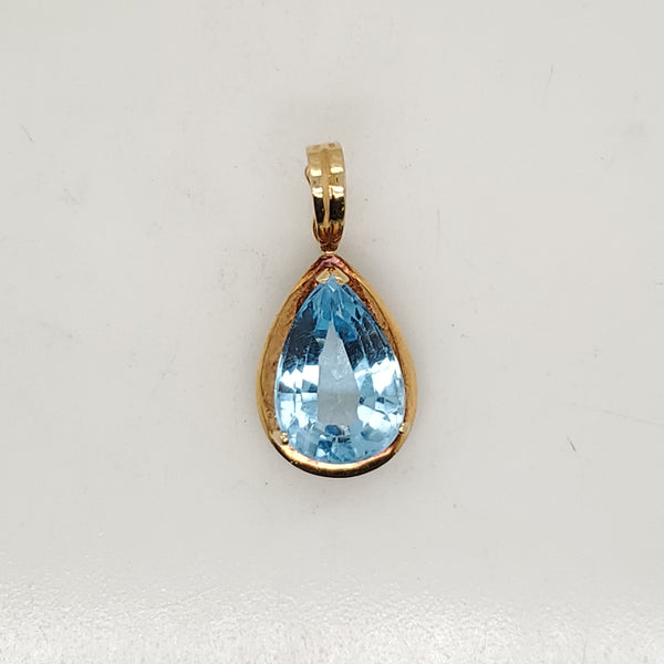 14kt Yellow Gold Swiss Blue Topaz Pendant Enhancer