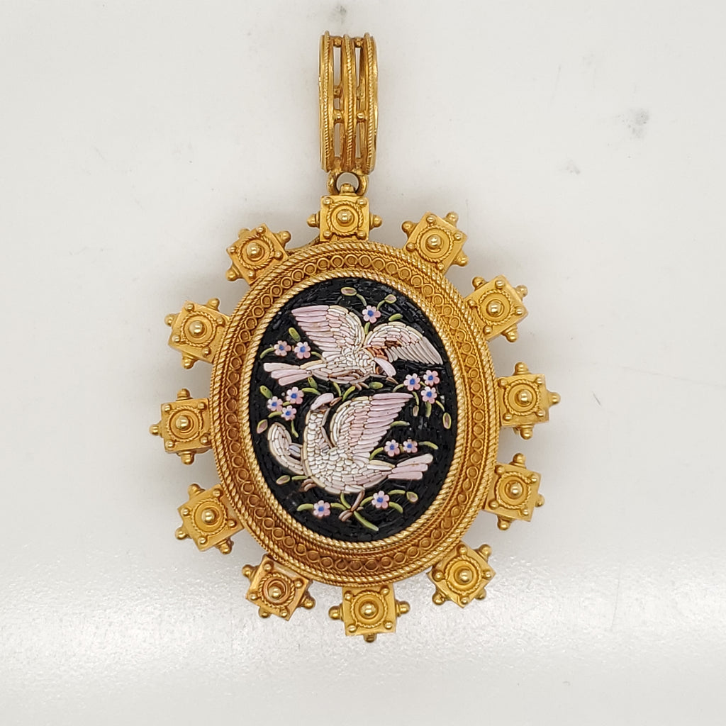 Antique Victorian 18kt Yellow Gold Micro-Mosaic Pendant/Brooch
