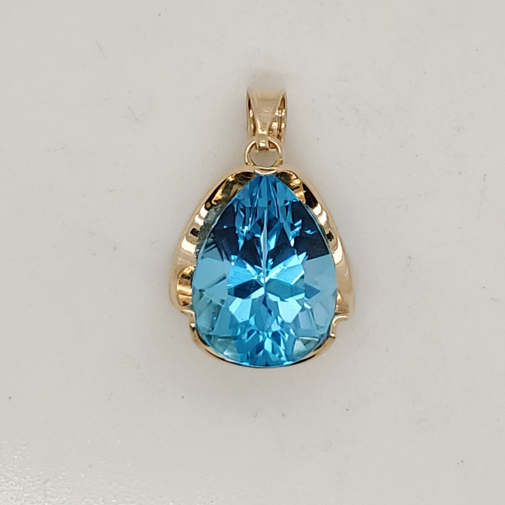 14kt Yellow Gold Swiss Blue Topaz Pendant Enhancer