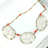 Art Deco Yellow Gold Rock Crystal And Coral Necklace