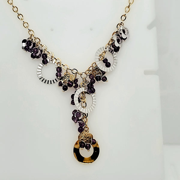 14kt yellow and white gold amethyst necklace