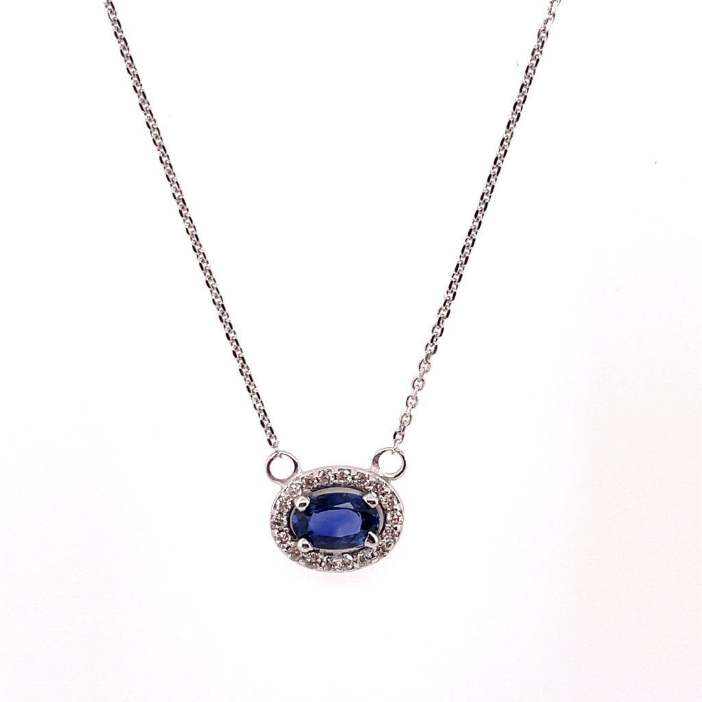 14kt White Gold Sapphire And Diamond Necklace