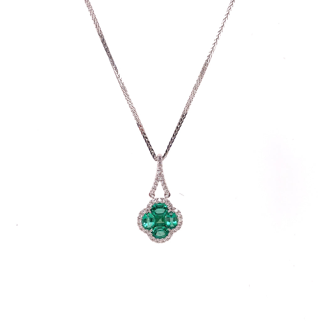 18kt White Gold Emerald And Diamond Necklace