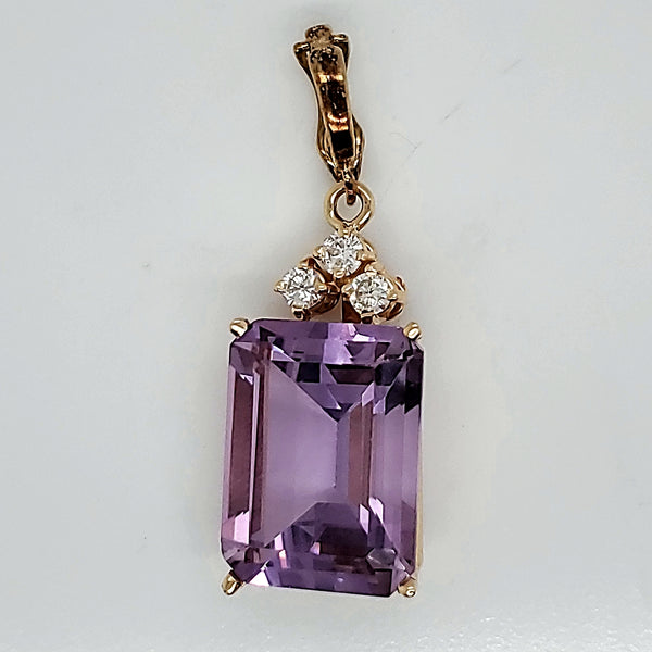 14kt Yellow Gold Amethyst and Diamond Pendant/enhancer