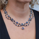 Important Platinum Sapphire and Diamond Drape Necklace