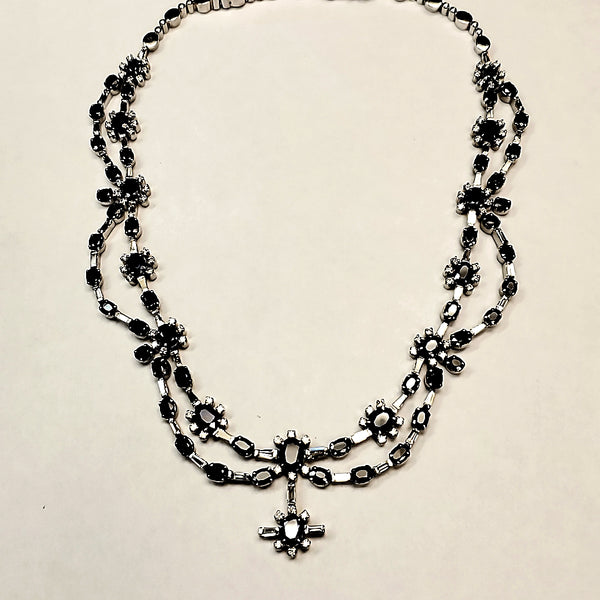Important Platinum Sapphire and Diamond Drape Necklace