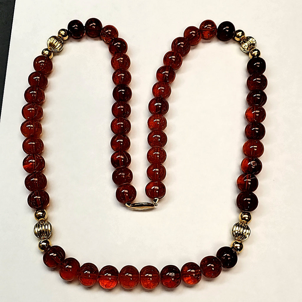 30"" Long Amber Bead Neckalce