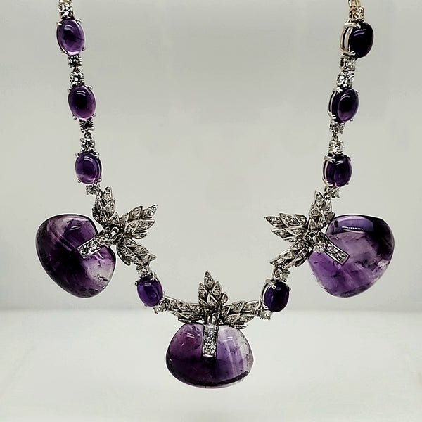 14kt Gold Amethyst and Diamond Necklace