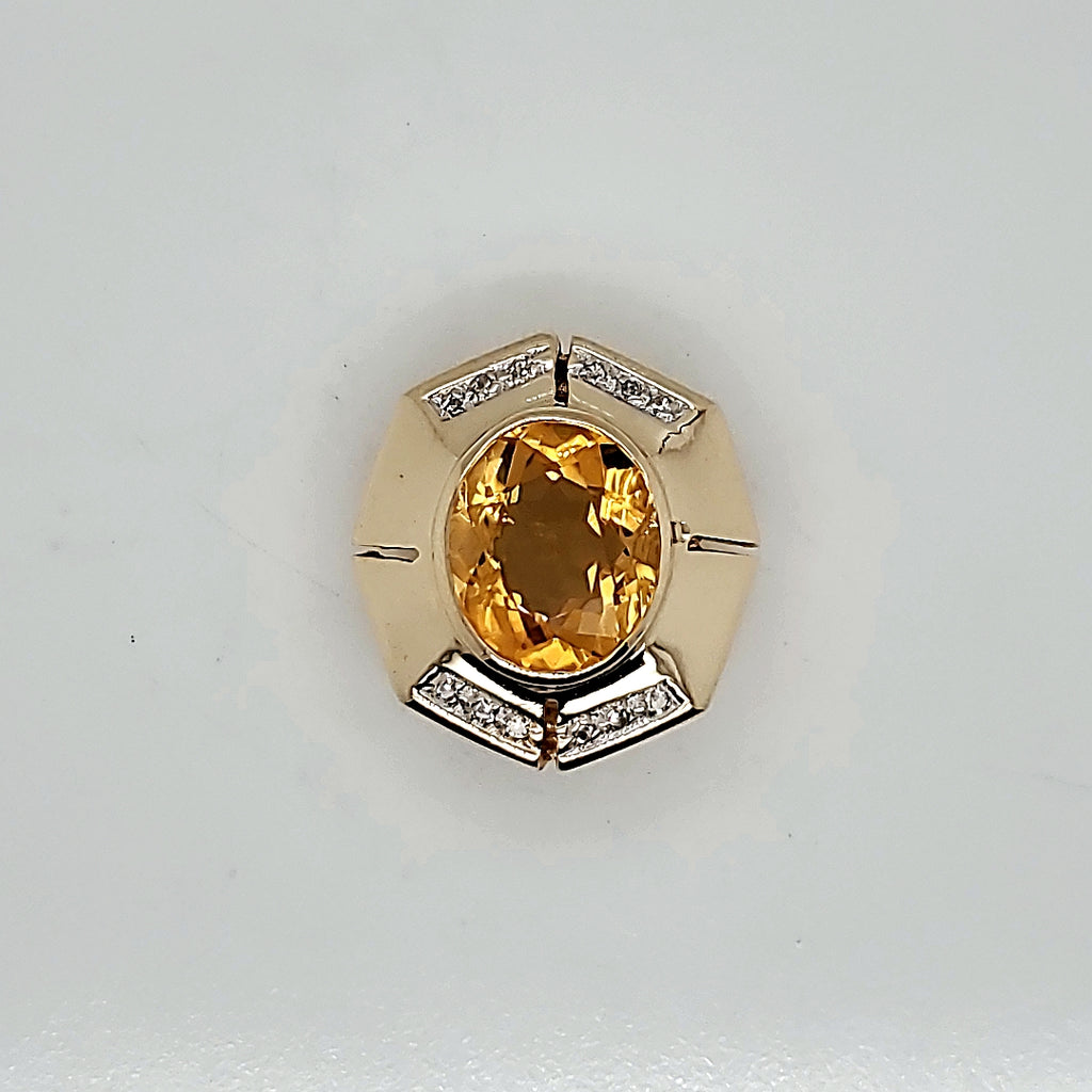 14kt Yellow gold Citrine and Diamond Necklace Slide