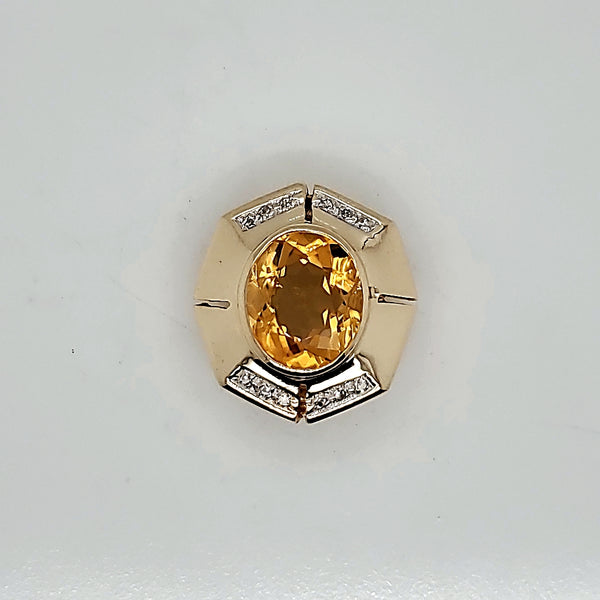 14kt Yellow gold Citrine and Diamond Necklace Slide