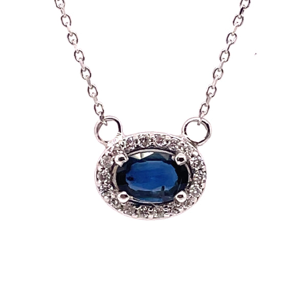 14kt White Gold Sapphire And Diamond Necklace