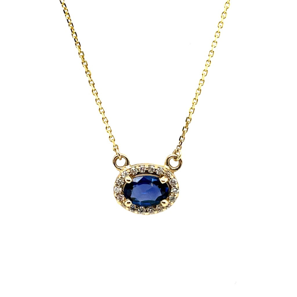 14kt Yellow Gold Sapphire And Diamond Necklace