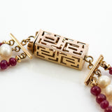 14kt Yellow Gold Ruby and Pearl Neckalce