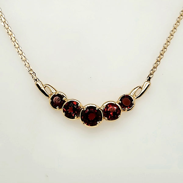 14kt Yellow Gold Garnet Necklace