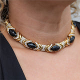 Hammerman Brothers 18kt Yellow Gold Onyx and Diamond Choker Necklace