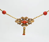 Antique Victorian 18kt Yellow Gold and Coral Necklace