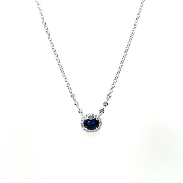 18kt White Gold 0.98Ctw Sapphire And Diamond Necklace