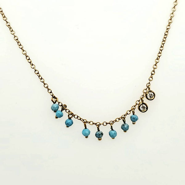 Meira T 14kt Gold Turquoise and Diamond Necklace