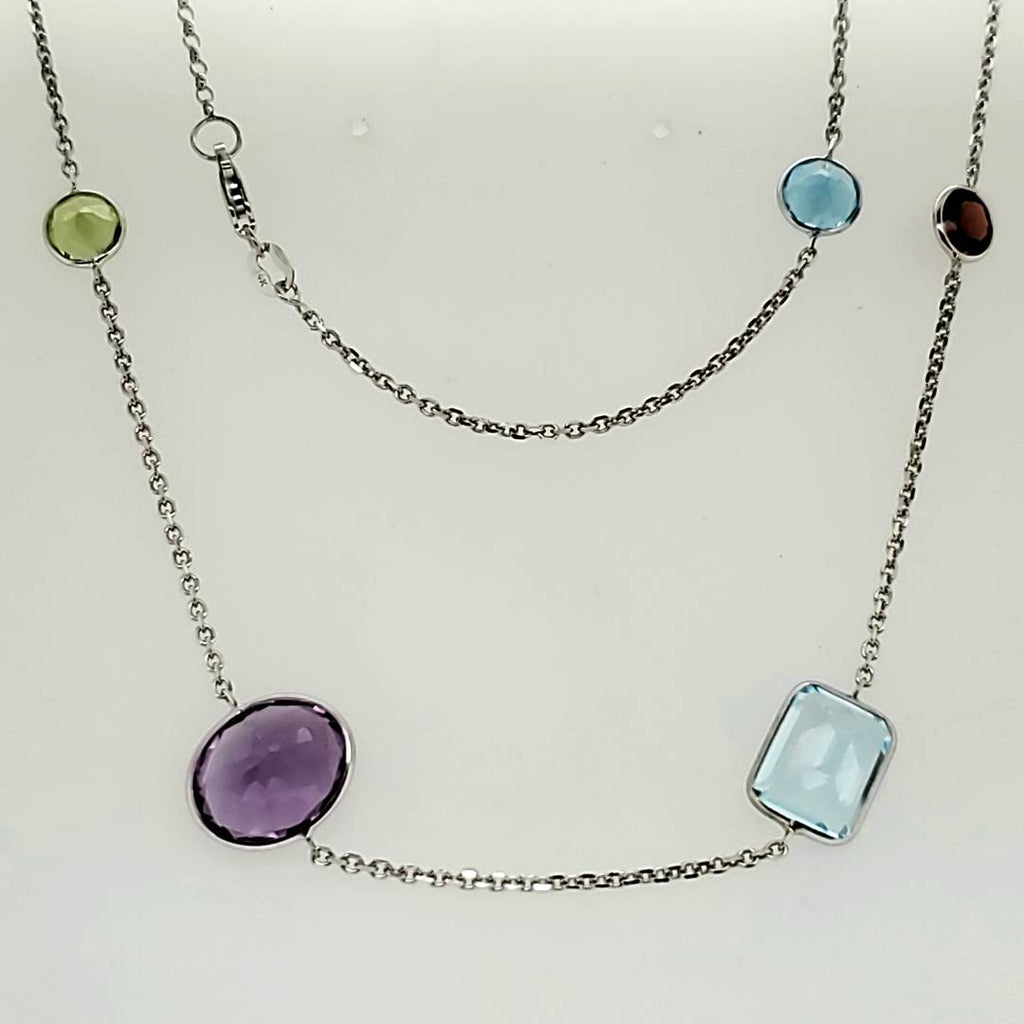 14kt White Gold Semi Precious Colored Stone Necklace