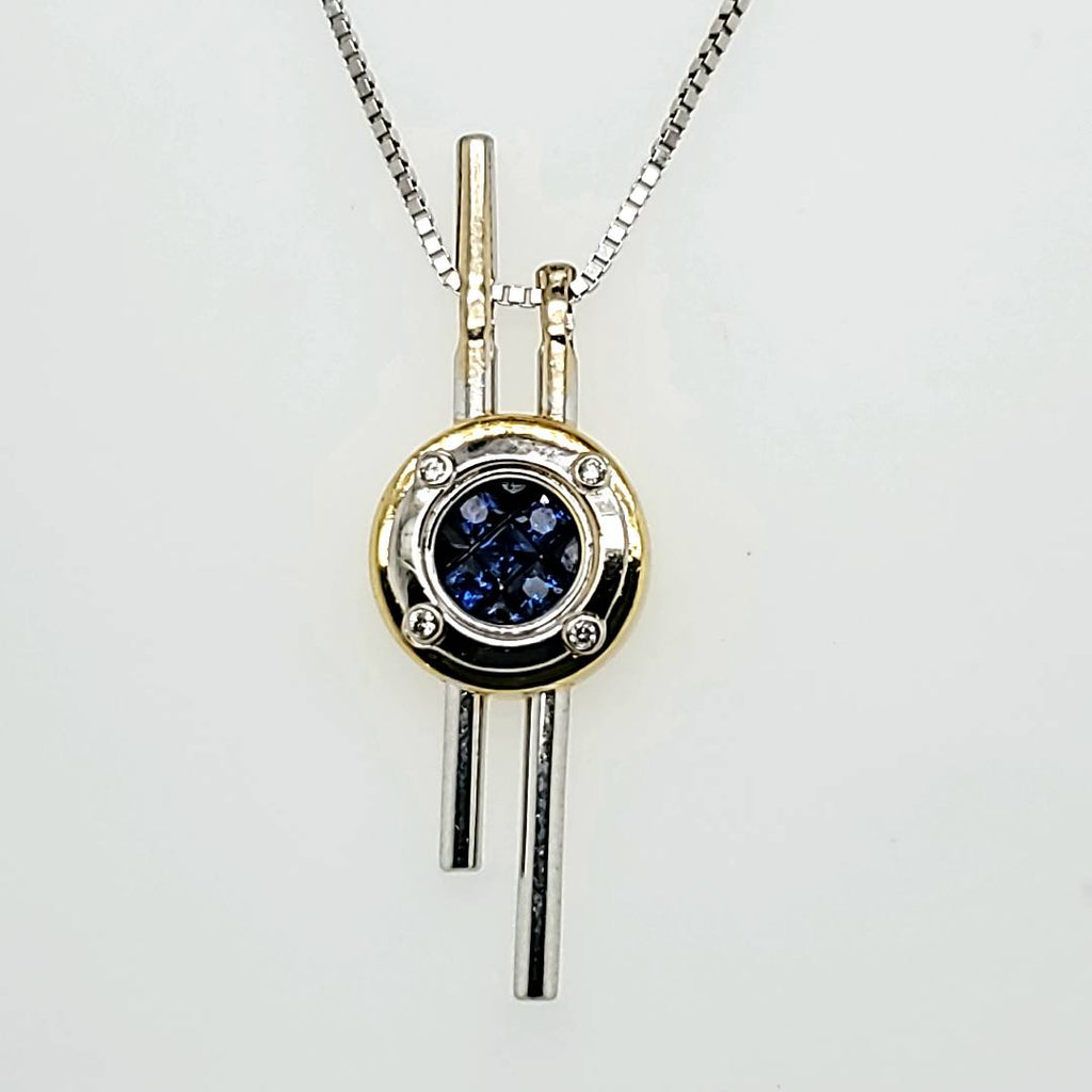 18kt Yellow and White Gold Sapphire and Diamond Pendant