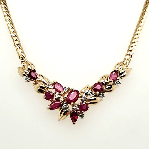 14Kt Gold Diamond And Ruby Necklace