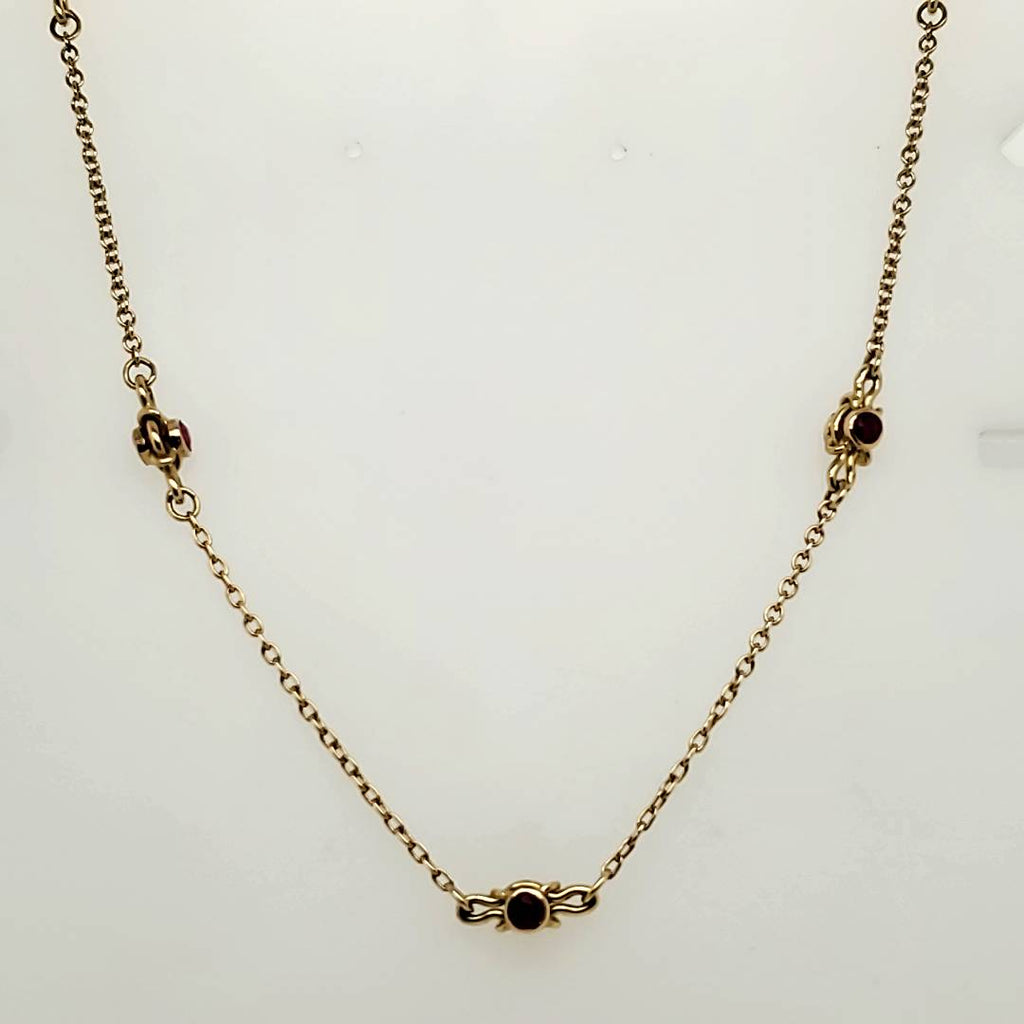 18kt Yellow Gold Ruby Station Necklace