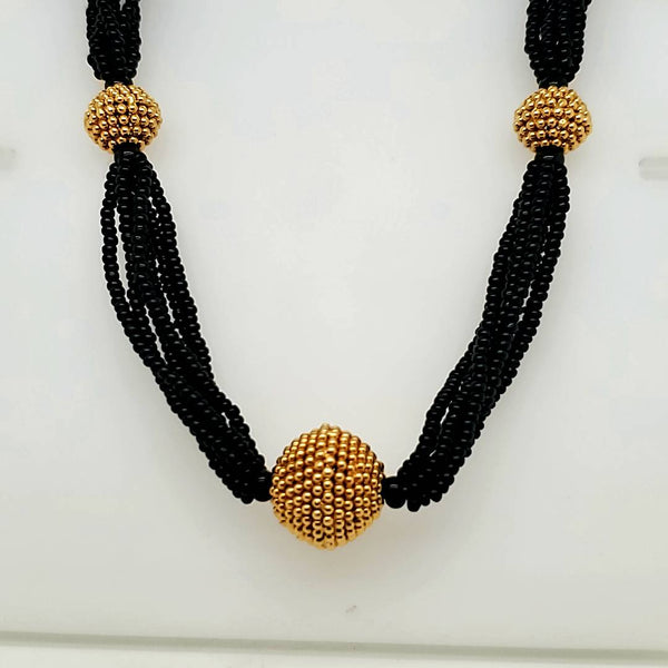 Indian 22kt Yellow G and Onyx Bead Necklace