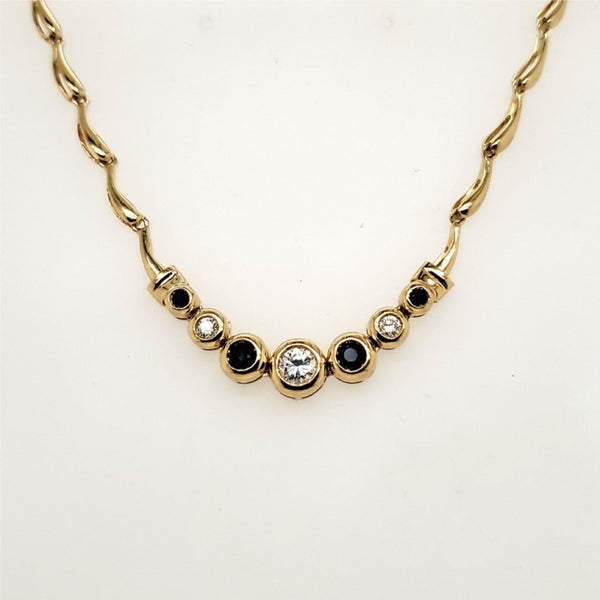 14kt Yellow Gold Sapphire and Diamond Necklace