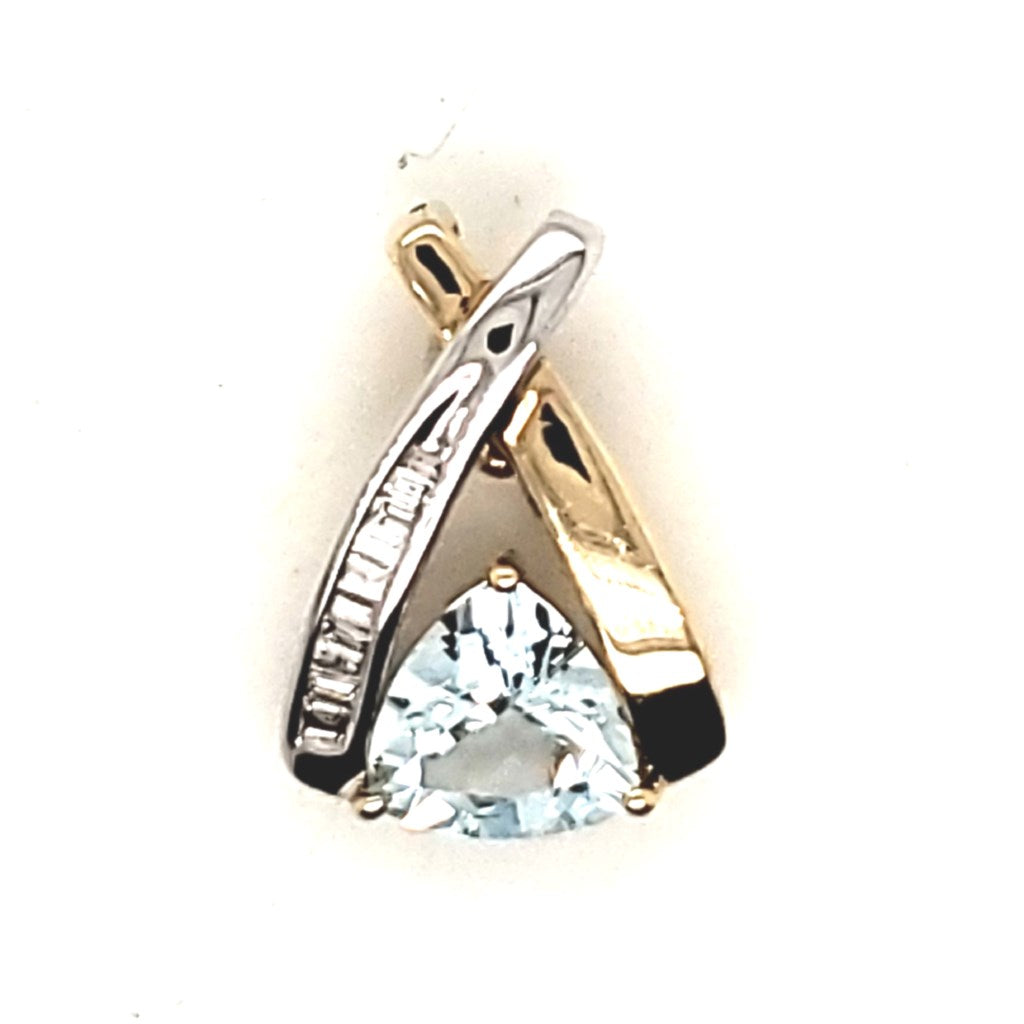 14kt Yellow and White Gold Aquamarine and Diamond Pendant