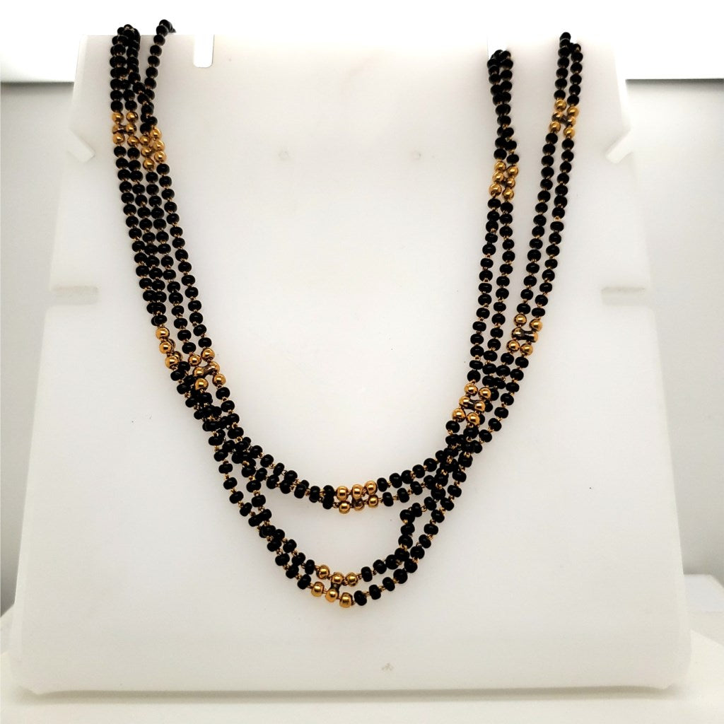 18kt Yellow Gold and Onyx Bead Necklace