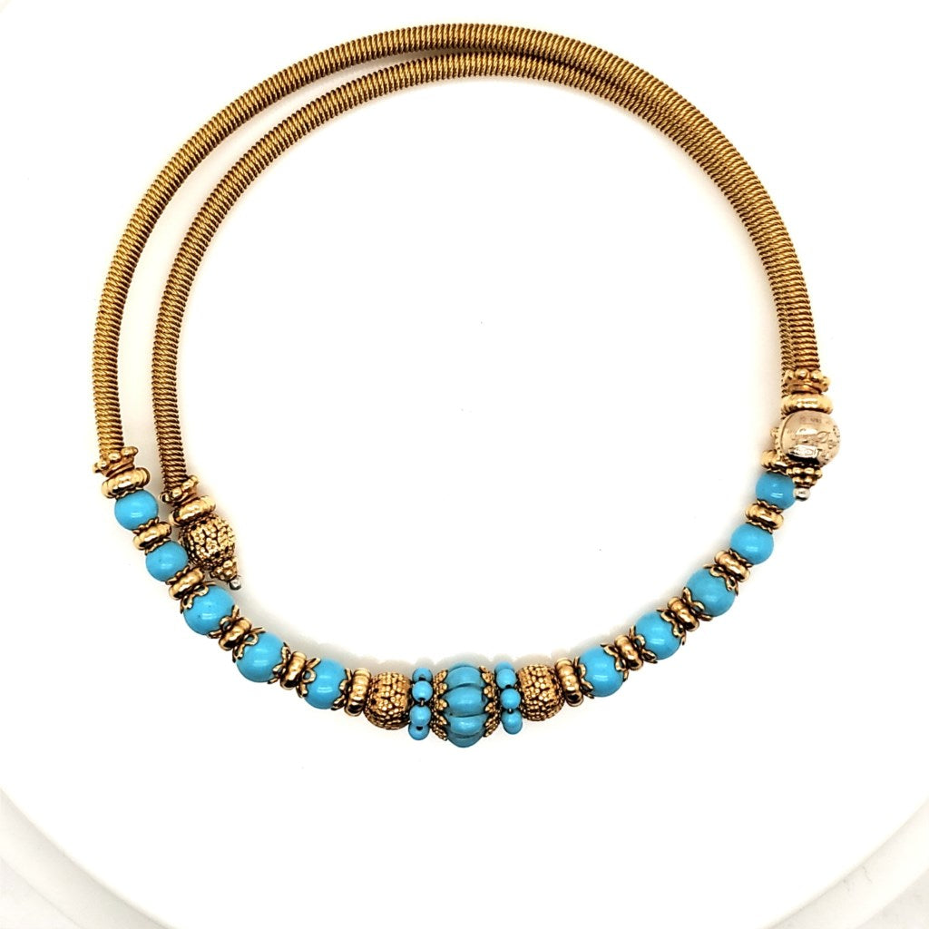 18kt Yellow Gold Turquoise Necklace