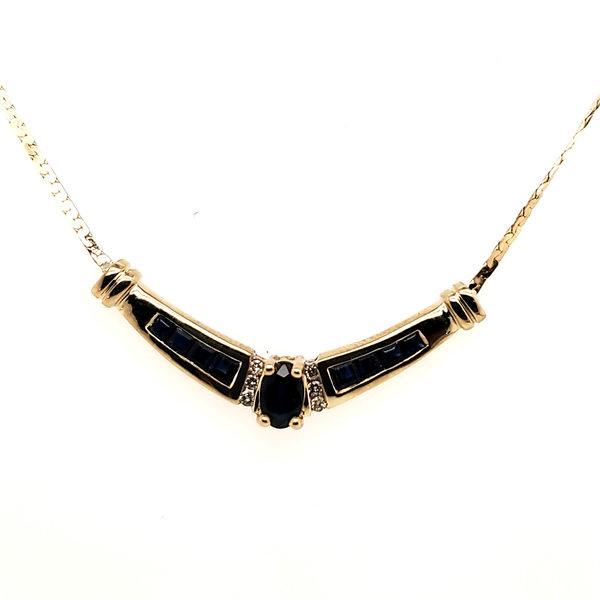 14kt Yellow Gold Sapphire and Diamond V Necklace