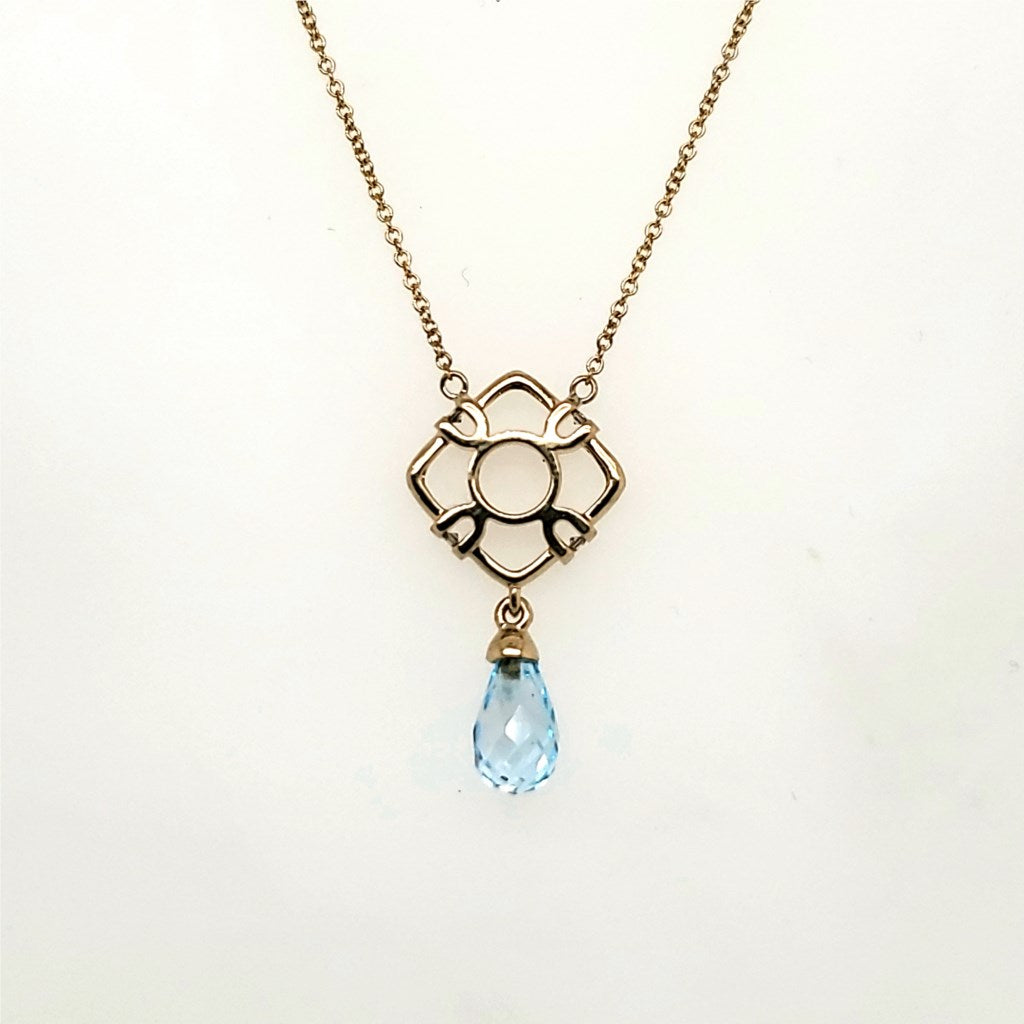 14kt Yellow Gold Blue Topaz Briolette Necklace