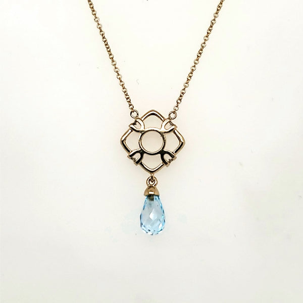 14kt Yellow Gold Blue Topaz Briolette Necklace