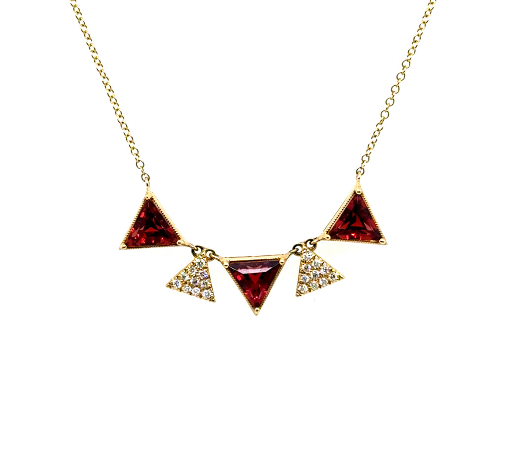 14kt Yellow Gold 2.49Ctw Garnet And Diamond Necklace