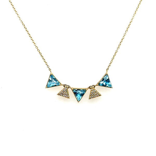 14kt Yellow Gold 2.06Ctw Blue Topaz And Diamond Necklace