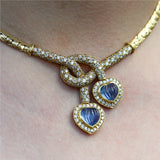 18kt Yellow Gold sapphire and Diamond Necklace