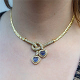 18kt Yellow Gold sapphire and Diamond Necklace