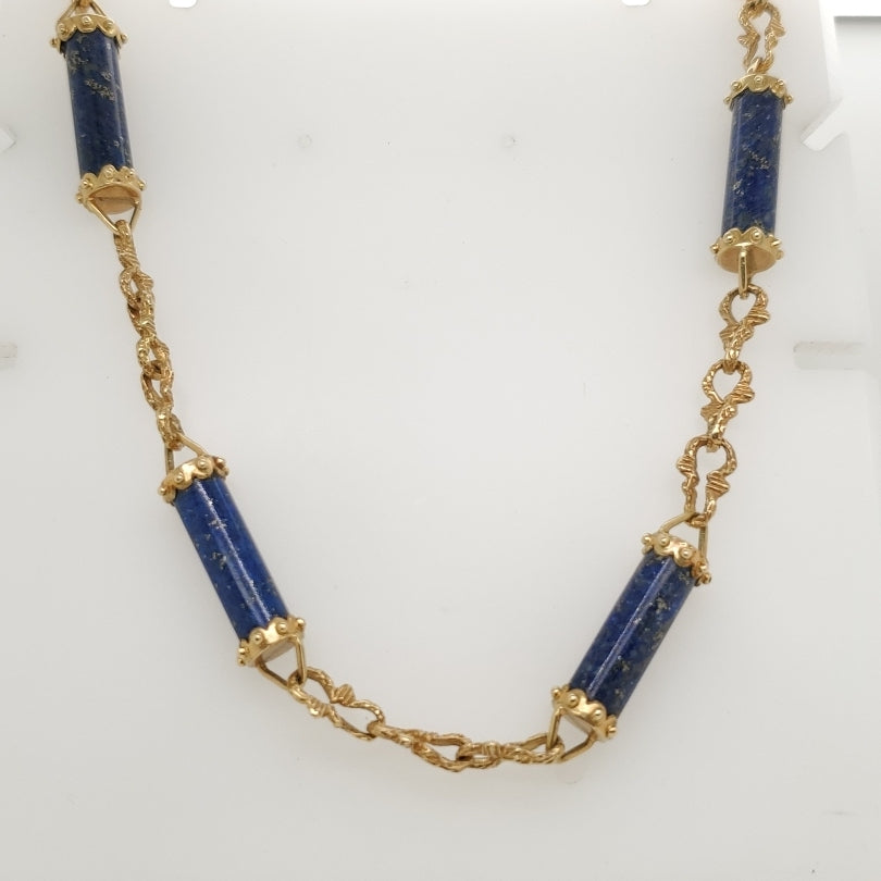 Vintage 14kt Yellow Gold and Lapis Necklace